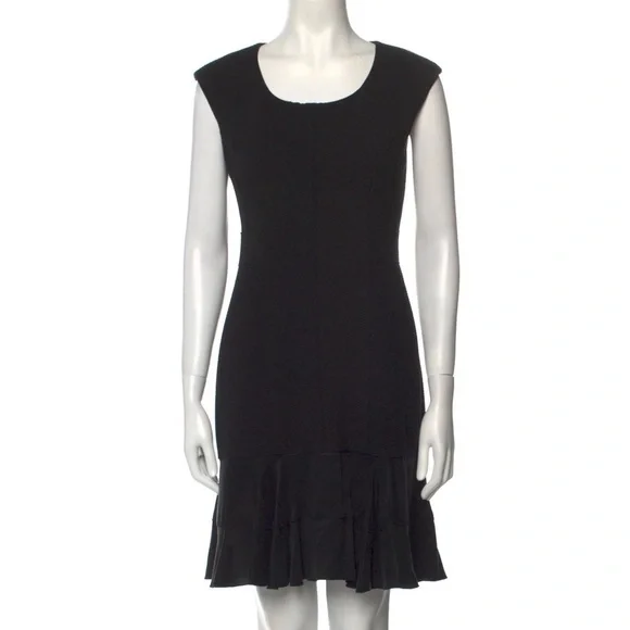 REBECCA TAYLOR Stacy Fit-&-Flare Flounce Black Dress. size 6 women’s work or fun - Picture 3 of 11